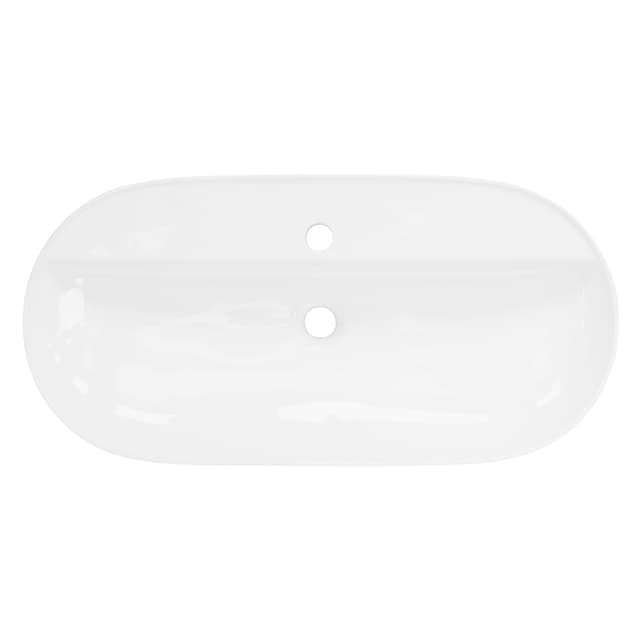 Ovalt tvättställ utan bräddavlopp 80x40x12 cm vit keramik ML-Design