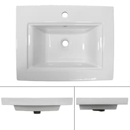 Keramiskt tvättställ med ho installeras i tvättställsbänken 605 x 465 mm