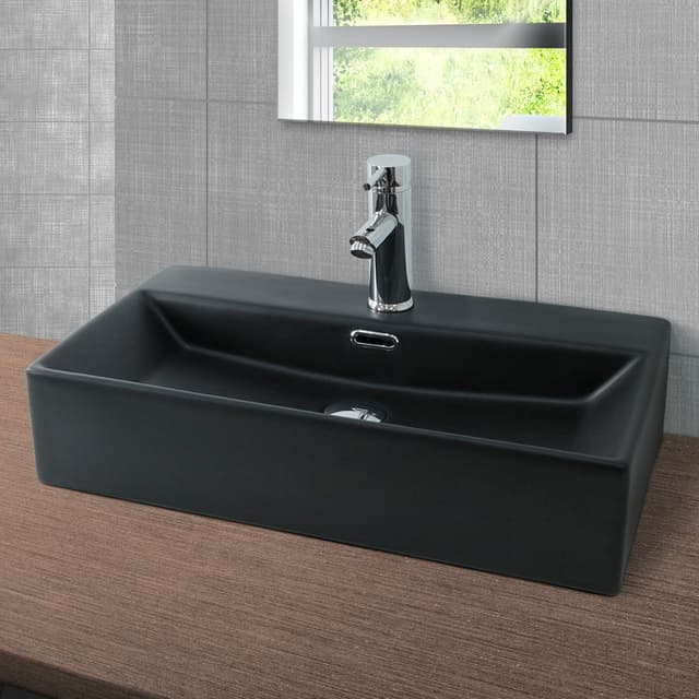 ML-Design matt svart keramiskt tvättställ 600x365x130mm