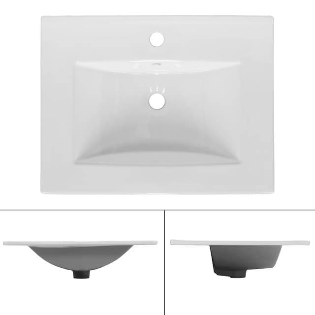 ECD Germany Tvättställ 610 x 465 x 175 mm vit keramik