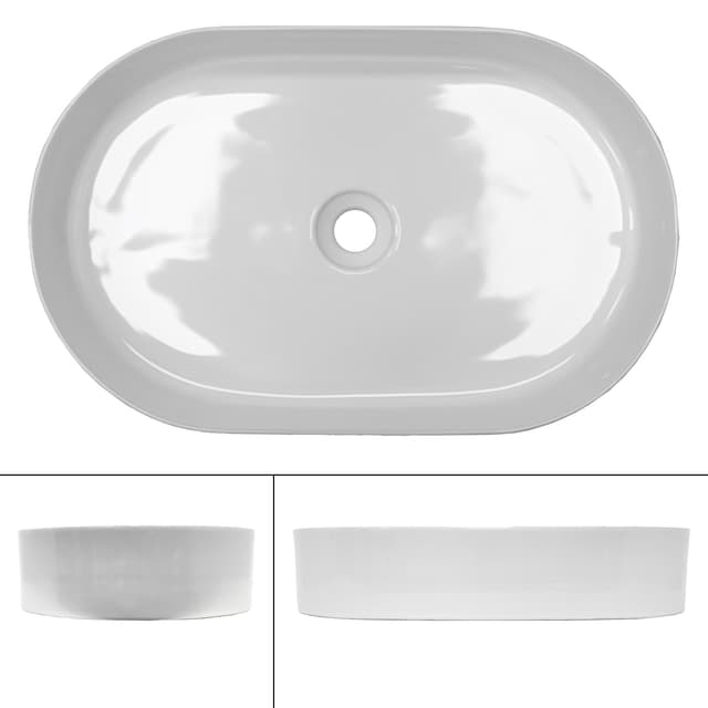ECD Germany tvättställ i keramik 605 x 380 x 125 mm - oval - vit