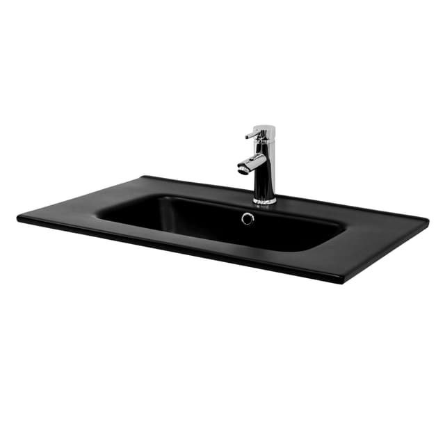 Håndvask 71x18x47 cm Sort mat keramik ML-Design