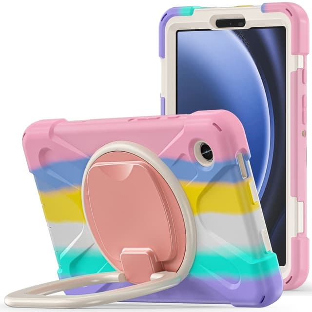 SKALO Samsung Tab A9 Ekstra stødsikker Armor 360 håndtag/stativ Cover -. Rainbow