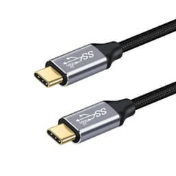 NÖRDIC 2M USB C 3.1 til USB C Nylon Flettet Kabel Hurtig opladning 5A Gen2 10Gbps Power Delivery PD 100W med Emarker
