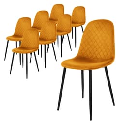 ML-Design Spisebordsstol sæt med 8, sennepsgul med metalben