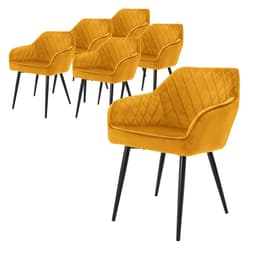 ML-Design sæt med 6 spisebordsstole - sennep - moderne stil