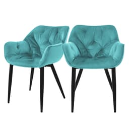 ML-Design Spisebordsstol, sæt af 2, petrol, metalben,