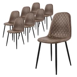 ML-Design Spisebordsstol, sæt af 8, brun med metalben