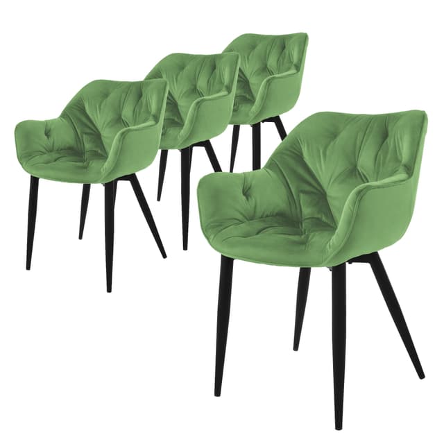 ML-Design Matstol, set om 4 delar salvia, metallben