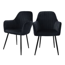 ML-Design - Set om 2 matstolar, svart, sammetslook
