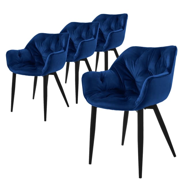 ML-Design Matstol set med 4 delar mörkblå, metallben