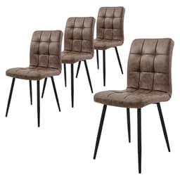 Matstol set om 4 st brun konstläderklädsel med metallben ML-Design
