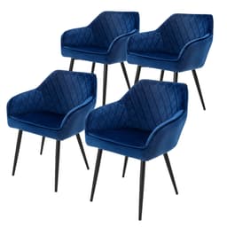 4 matstolar med sammetsklädsel mörkblå