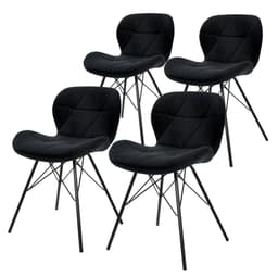 ML-Design Sæt med 4 spisebordsstole med ryglæn, sort
