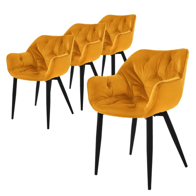 ML-Design Matstol set om 4 delar senapsgul, metallben