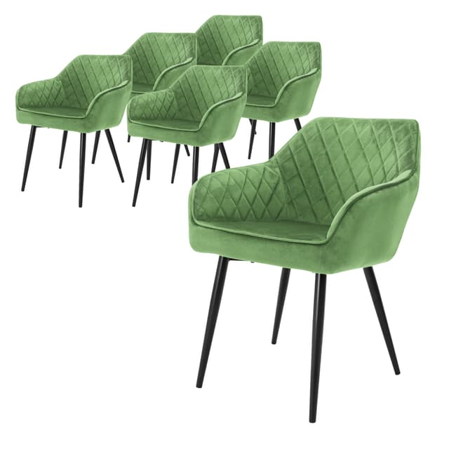 ML-Design sæt med 6 spisebordsstole - salviegrøn