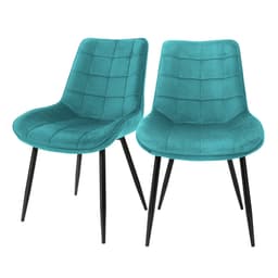 2 matstolar med ryggstöd, petrolfärgad sammet ML-design