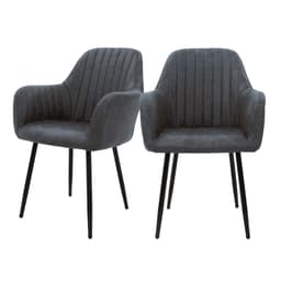 ML-Design 2x Matstolar med ryggstöd och armstöd, antracit