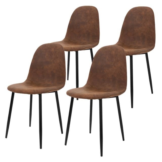 ML-Design 4 matstolar med ryggstöd, bruna med metallben