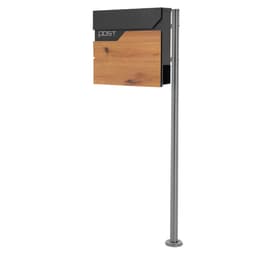 ECD-Germany Postkasse på stativ, 37x37x11 cm, Antracit/Optisk træ