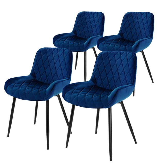 ML-Design sæt med 4 spisebordsstole - mørkeblå - retrostil