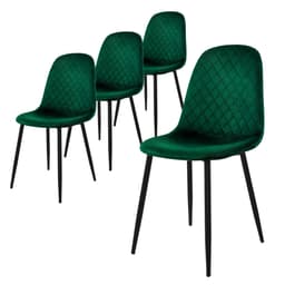 Matstol set om 4 mörkgrön sammet med metallben