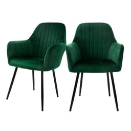ML-Design uppsättning om 2 matstolar, grön, sammetslook
