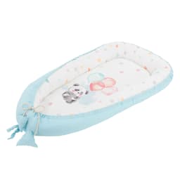 Joyz Babynest, Panda Hellblau, 90x50cm, bomull, dubbelsidig, allergifri