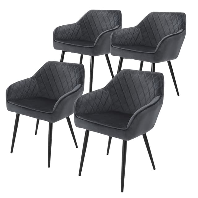 4 matstolar set sammet stoppad stol