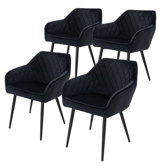 4 matstolar - set med sammetsklädd stol