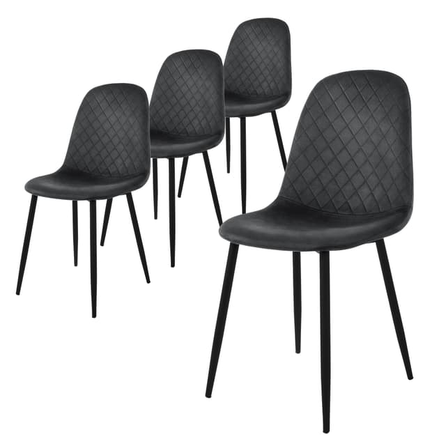 Spisebordsstol 4 stk antracit fløjlspolstring med metalben ML-Design