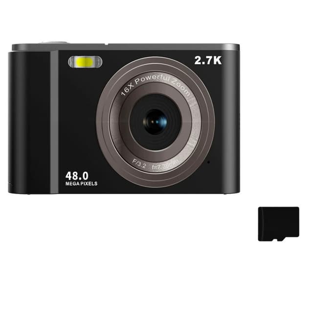 Digitalkamera 2,7K 48MP 1080P, 16x zoom, 32GB minneskort Black