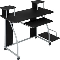 tectake Skrivbord med hjul - svart