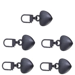 Hjärta blixtlås drar ersättning 5-pack Sort
