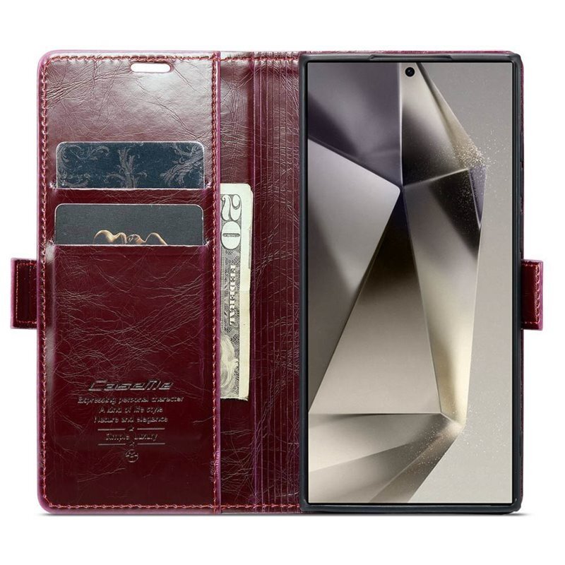 CaseMe Lompakkokotelo 2-kortti Samsung Galaxy S24 Ultra - Viininpunain