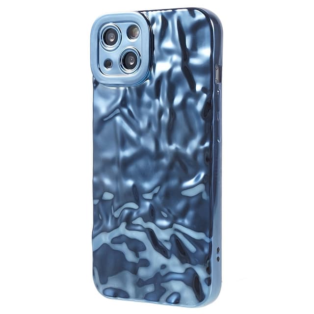 Til iPhone 15 TPU-deksel Elektrobelagt Rynket - Blå