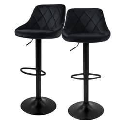 Barstol 2 dele sort fløjl, 62-82cm ML-Design