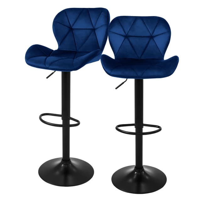 Barstol 2 stk. blå fløjlsbeklædt, 59-79cm ML-Design