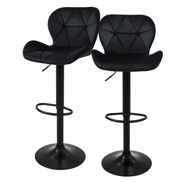 Barstol 2 stk. sort fløjlspolstring, 59-79cm ML-Design