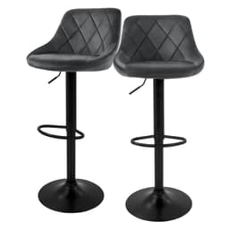 Barstol 2 stk. grå fløjlsbeklædt, 62-82cm ML-Design