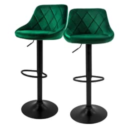 2x Barstol grön sammetsklädsel, 62-82cm ML-Design