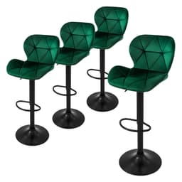 ML-Design barstol set om 4, sammetsöverdrag, grön 59-79 cm