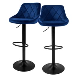 Barstol 2 st. blå sammet, 62-82cm ML-Design