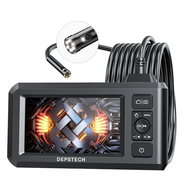 DS3000 Dobbel Lens Endo-/Borescope 1080P digitalt inspeksjonskamera, 5m kabel 7,9 mm IP67 4,3"" LCD-skjerm, 7x LED