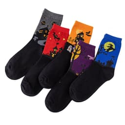 Fargerike søte dyredesignmønstrede fritidssokker i bomull 5-par 5-par Halloween sokker