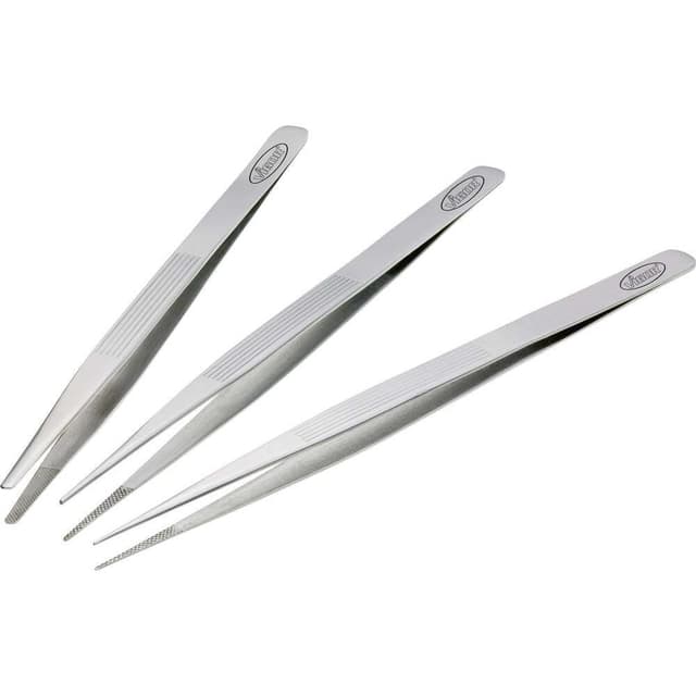 Vigor V1438 Pincett-set 3 delar Flat-rund, Trubbig,