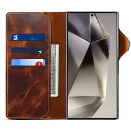 Mobil lommebok 3-korts ekte lær Samsung Galaxy S24 Ultra - Brun