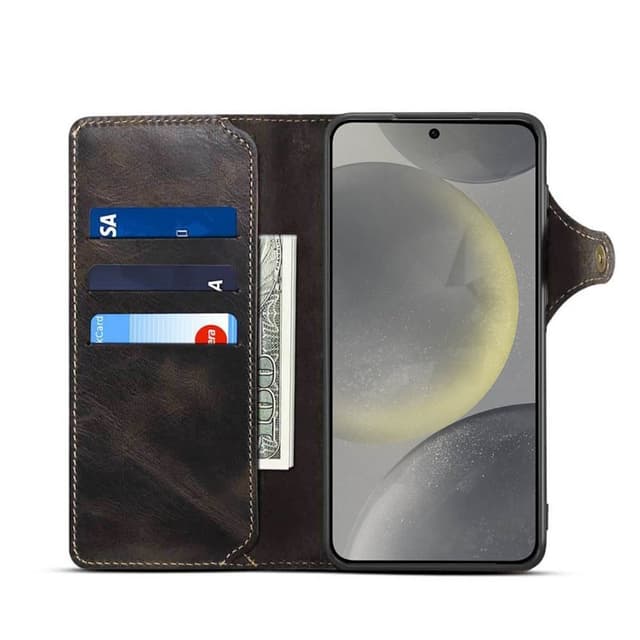 Lompakkokotelo 3-kortti aitoa nahkaa Samsung Galaxy S24 - Musta