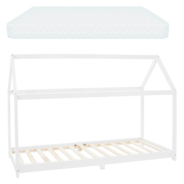 ML-Design Säng 90x200cm med sänghimmel och spjälram
