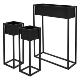 ML-Design Urtepotteskjuler 3 stk i sort metal, 60x20x80 cm / 20x20x60 cm